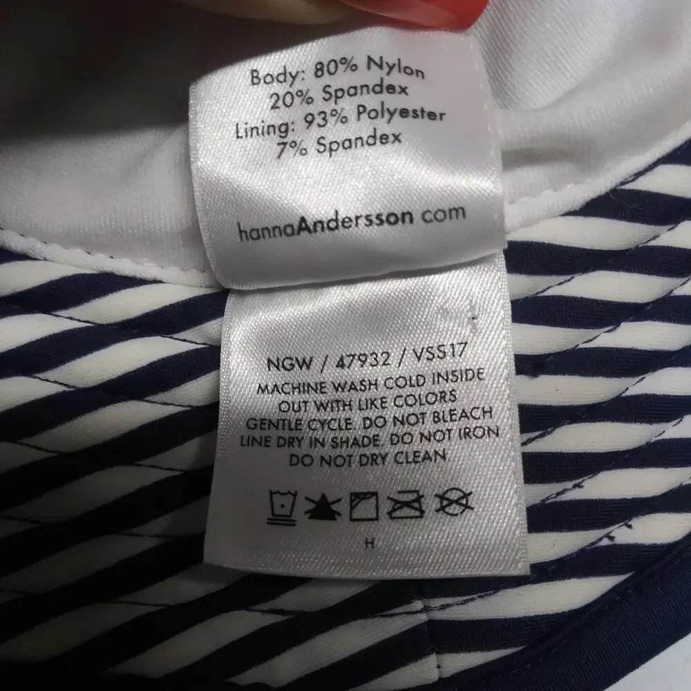 Hanna Andersson Navy Blue Striped Kids Sun Hat Beach Vacation Size XS